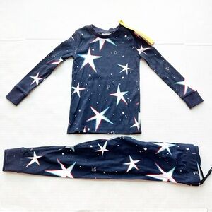 Boys Snug Fit Jersey Pajama Set in Navy Blue Star Print NWT